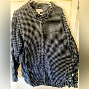 J.Crew SZ XXL Navy and White Checkered button down long sleeve Shirt 100%cotton